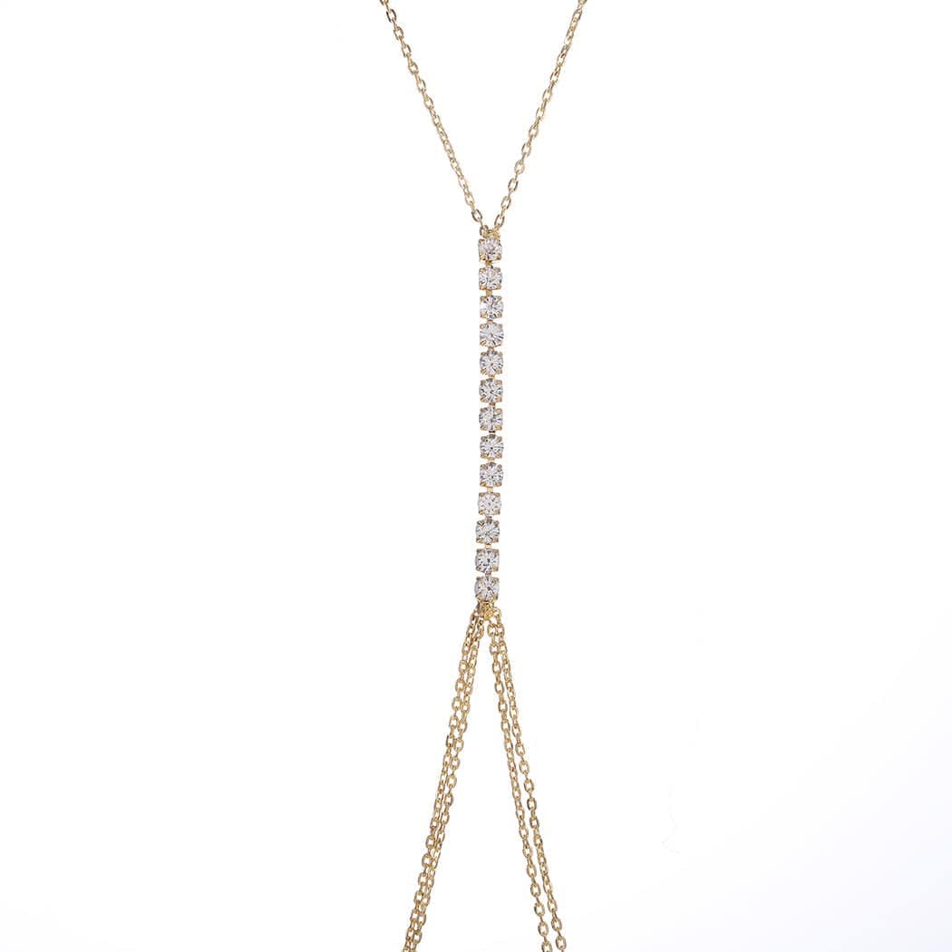 Jerany Rhinestone Sexy Body Waist Chain Gold Layered Body Necklace Party Body Accessories for Women and Girls Apparel & Accessories > Jewelry > Body Jewelry Jerany   