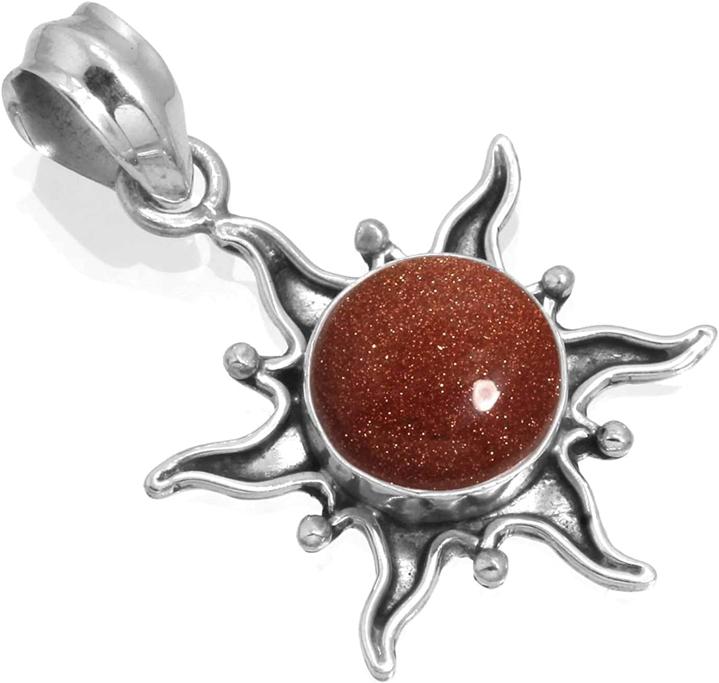 JEWELOPORIUM Solid 925 Sterling Silver Gemstone Handmade Pendant for Women (99512_P) Gold Stone