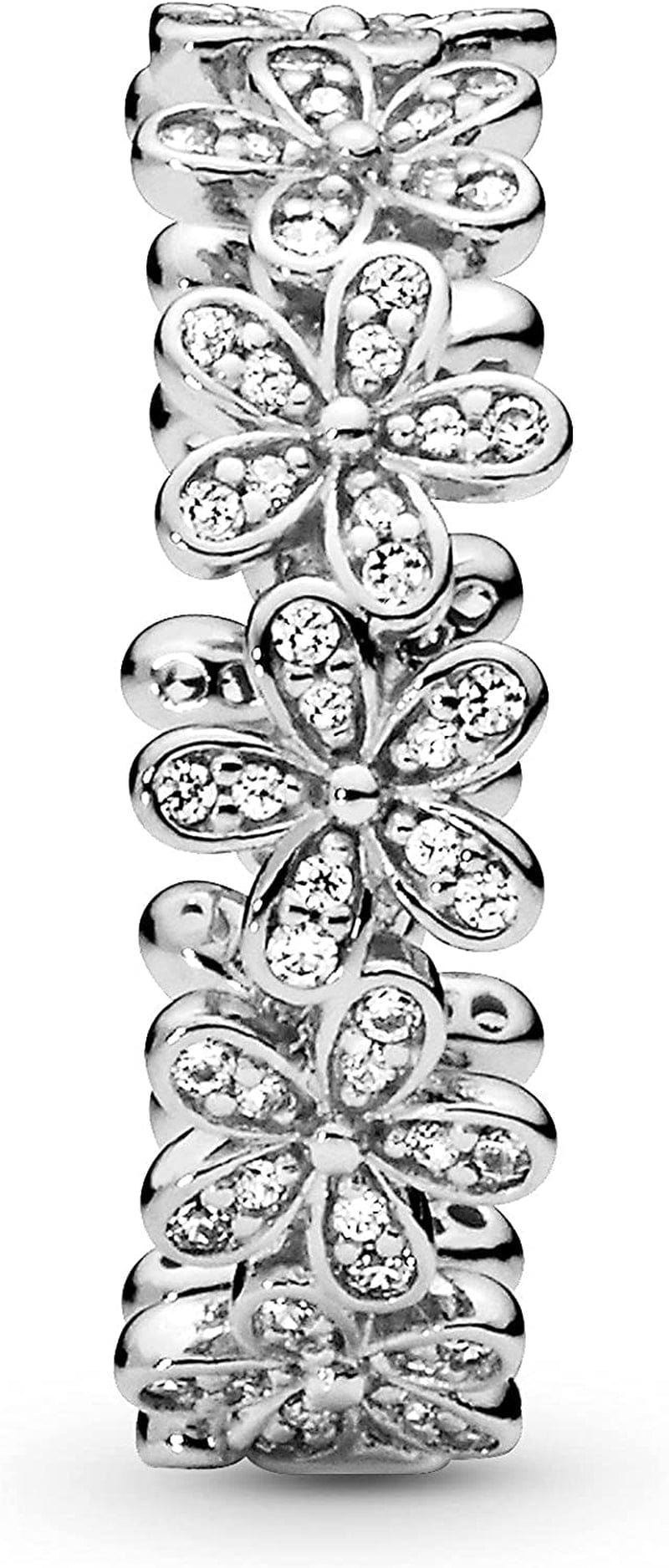 Jewelry Daisy Flower Cubic Zirconia Ring in Sterling Silver