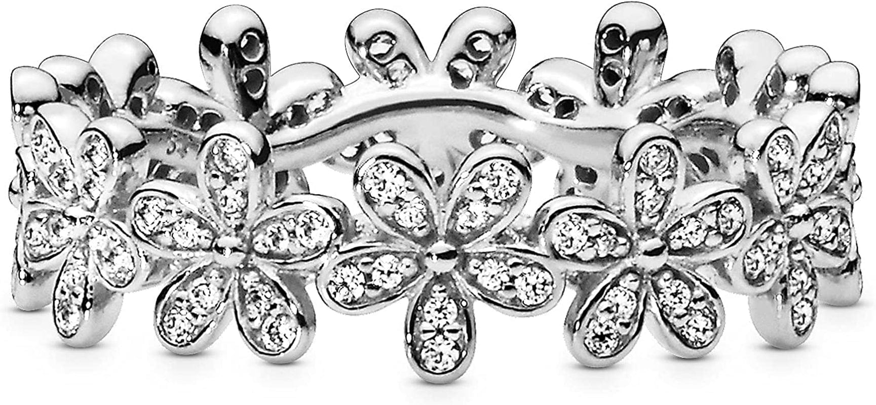 Jewelry Daisy Flower Cubic Zirconia Ring in Sterling Silver