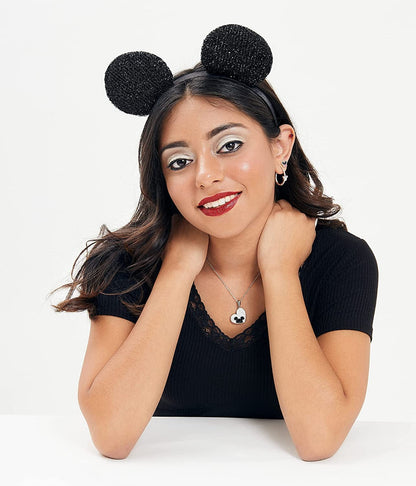 Jewelry for Women Mickey Mouse or Minnie Mouse Birthstone Cubic Zirconia Hoop Earrings, Sterling Silver
