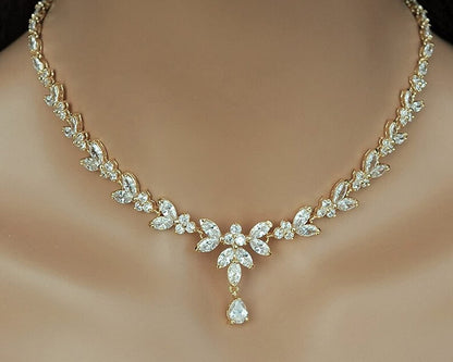 Jewelry Set for Women, Cubic Zirconia Necklace Dangle Earrings & Bracelet Jewelry Set for Bride Bridesmaid Wedding Engagement Prom Party