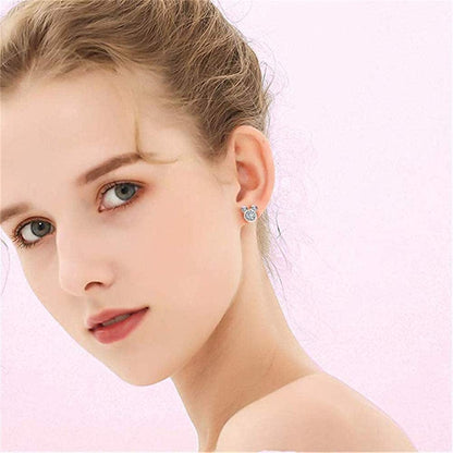 Jewelry Set for Women Girl,S925 Silver Plated Mouse Earring Necklace Kits,Cute Ear Stud and Pendant with Shinying CZ for Women'S Day Gift,Hypo-Allergenic