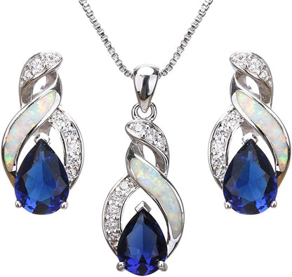 Jewelry Sets Australian Created Opal Necklace Earrings Mother'S Day Gifts Jewelry for Mom JS10