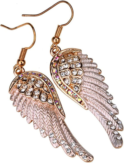 Jewelry Women'S Crystal Guardian Angel Wings Cross Choker Pendant Necklaces 18"+2"