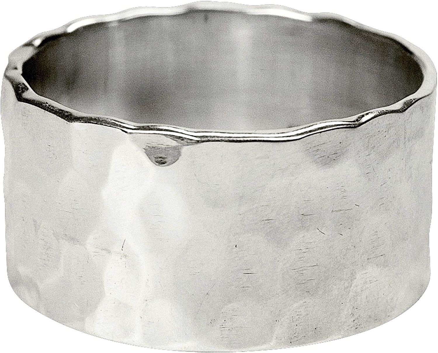 Jewelry Women´S Ring Polished Hammered Wide 925 Sterling Silver