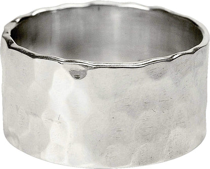 Jewelry Women´S Ring Polished Hammered Wide 925 Sterling Silver