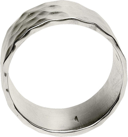Jewelry Women´S Ring Polished Hammered Wide 925 Sterling Silver