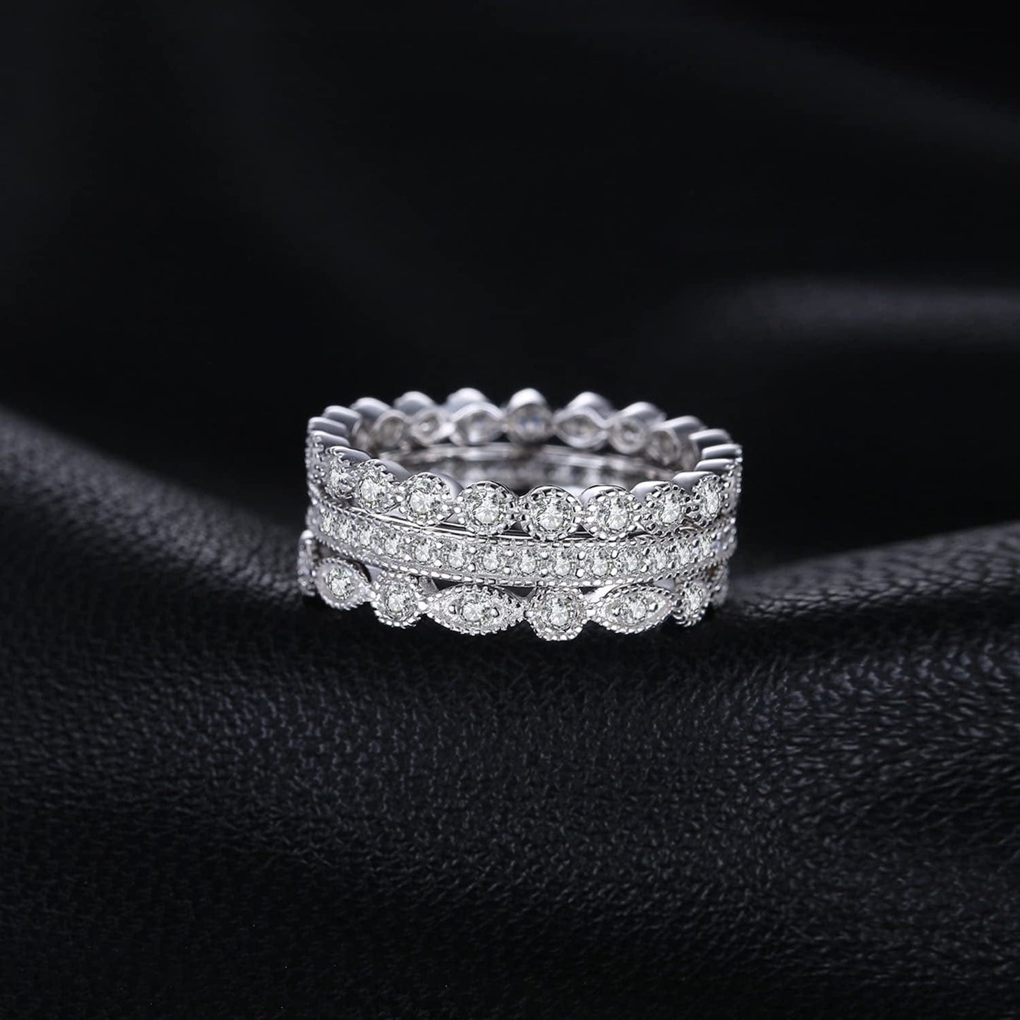 Jewelrypalace 14K Gold Plated 925 Sterling Silver Rings for Women, Cubic Zirconia Promise Rings for Her, Stackable Wedding Bands Rings for Women Set Size 4-12