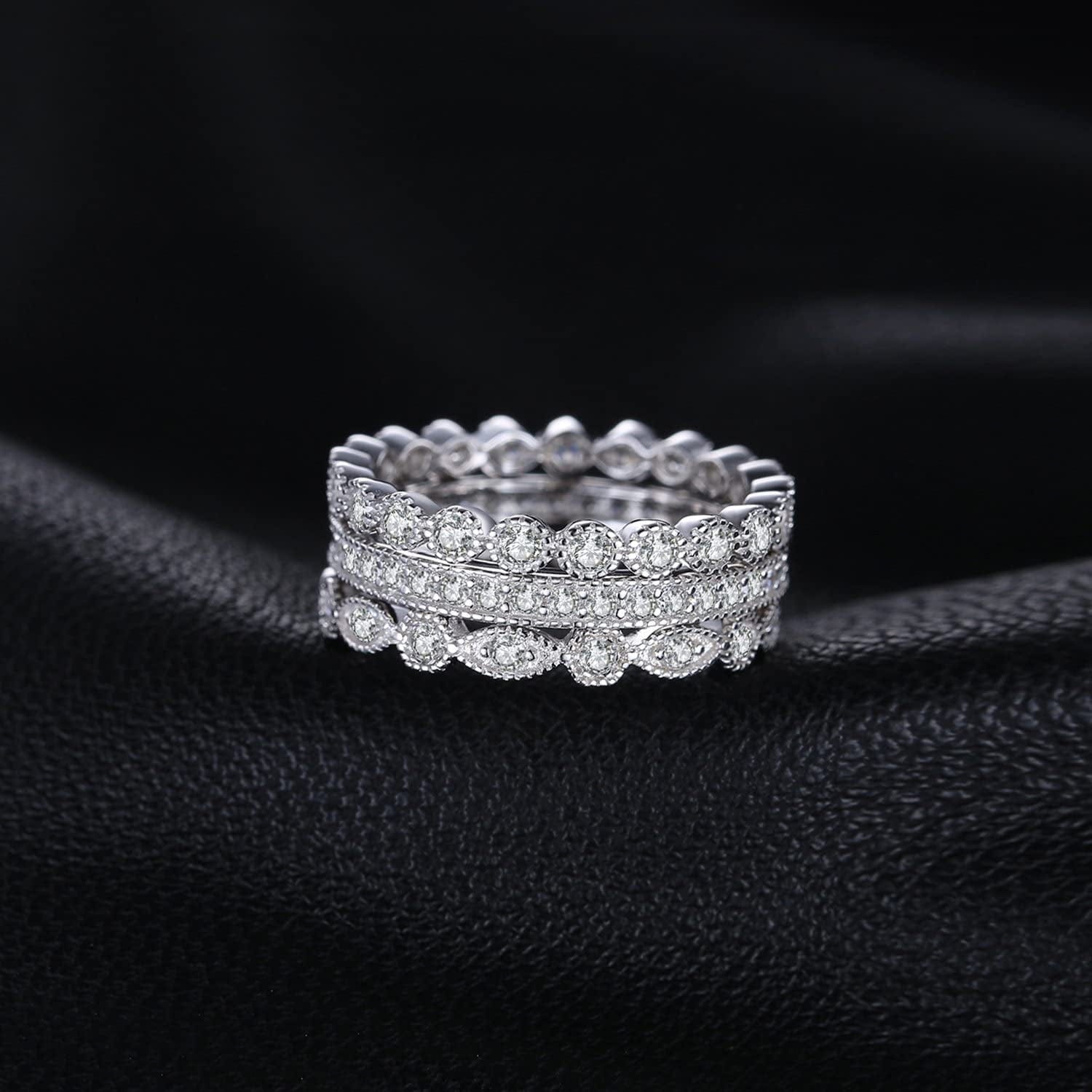 Jewelrypalace 14K Gold Plated 925 Sterling Silver Rings for Women, Cubic Zirconia Promise Rings for Her, Stackable Wedding Bands Rings for Women Set Size 4-12