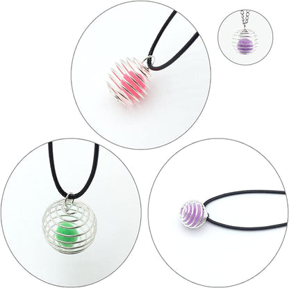 JIALEEY Spiral Bead Cages Pendants, 30 Pcs 3 Sizes Silver Plated Stone Holder Necklace Cage Pendants Findings for Jewelry Making and Crafting