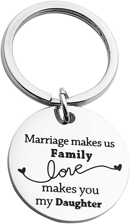 JINGMARUO Stepson Gift Stepdaughter Gift Today I Tell Your Dad/Mom I Do but I Promise to Love You Necklace Gift from Stepmom Stepdad Marriage Makes Us Family Love Makes You My Daughter-Keychain
