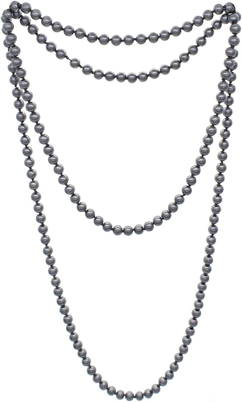 JNF Large Big Pearl Necklace and Earring Set Multi Strand Pearl Necklace Costume Jewelry Chunky Pearls Necklaces for Women long pearl necklace grey