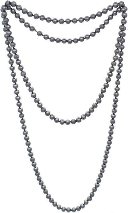 JNF Large Big Pearl Necklace and Earring Set Multi Strand Pearl Necklace Costume Jewelry Chunky Pearls Necklaces for Women long pearl necklace grey