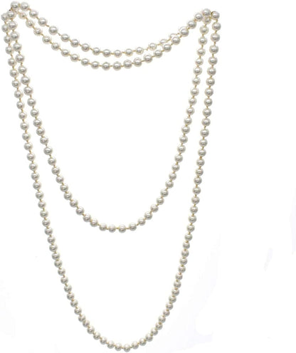 JNF Large Big Pearl Necklace and Earring Set Multi Strand Pearl Necklace Costume Jewelry Chunky Pearls Necklaces for Women long pearl necklace white