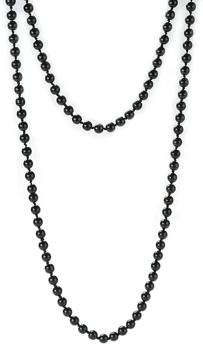 JNF Large Big Pearl Necklace and Earring Set Multi Strand Pearl Necklace Costume Jewelry Chunky Pearls Necklaces for Women long pearl necklace black