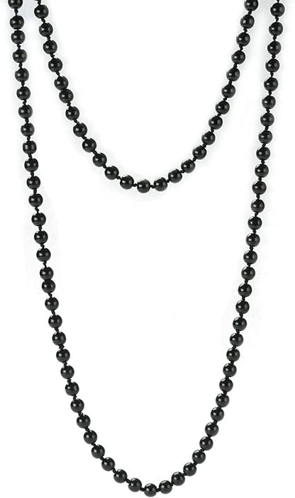 JNF Large Big Pearl Necklace and Earring Set Multi Strand Pearl Necklace Costume Jewelry Chunky Pearls Necklaces for Women long pearl necklace black