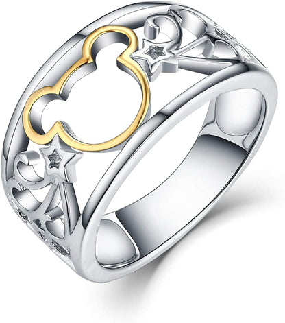 JO WISDOM 925 Sterling Silver and Yellow Gold Plated Mickey Mouse Ring Yellow gold / 5