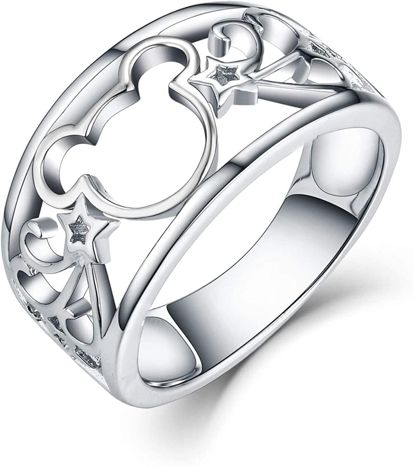 JO WISDOM 925 Sterling Silver and Yellow Gold Plated Mickey Mouse Ring white gold / 10