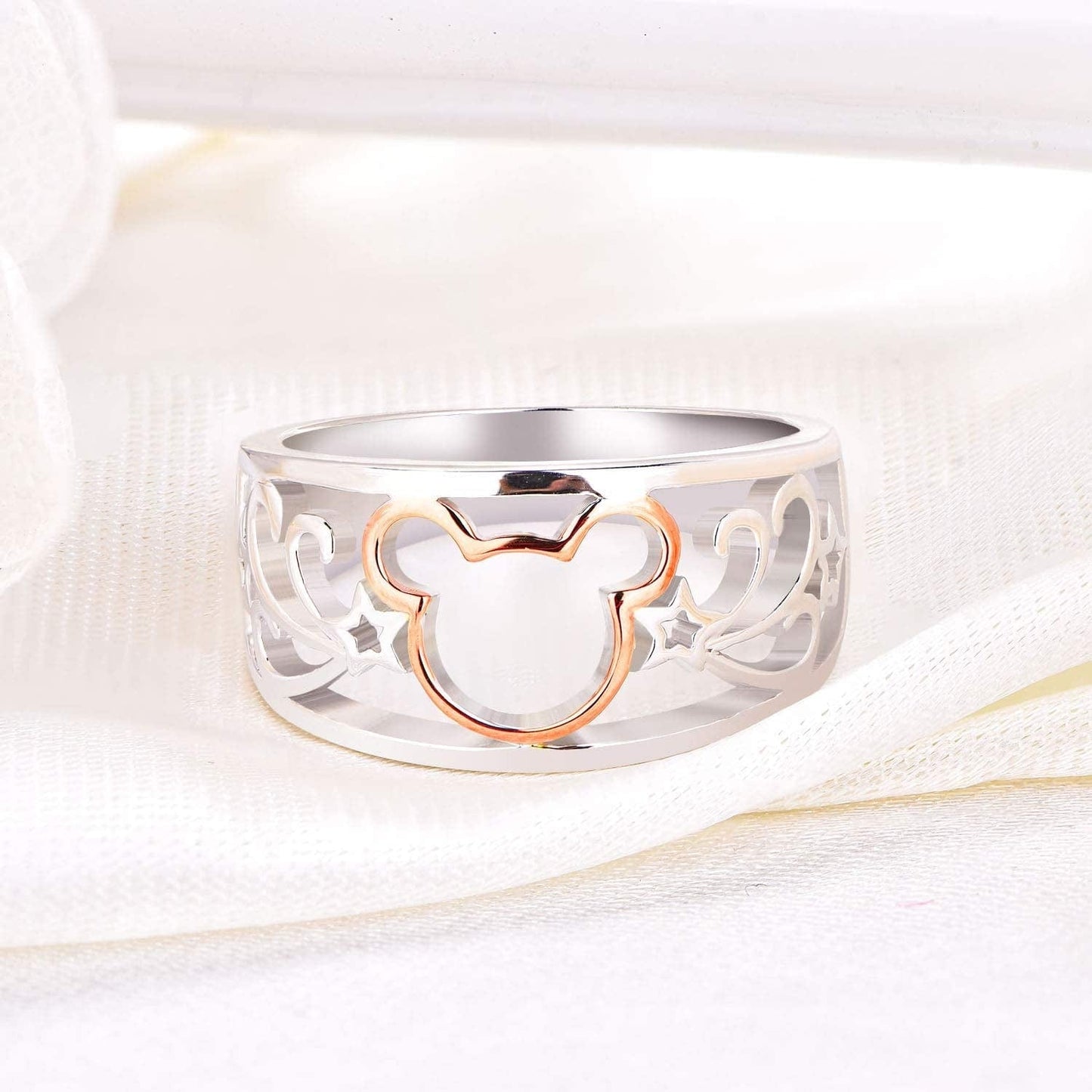 JO WISDOM 925 Sterling Silver and Yellow Gold Plated Mickey Mouse Ring