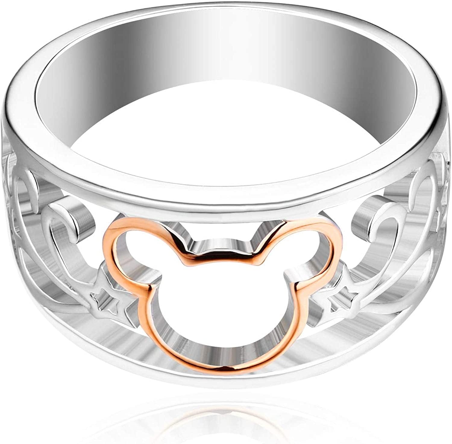 JO WISDOM 925 Sterling Silver and Yellow Gold Plated Mickey Mouse Ring
