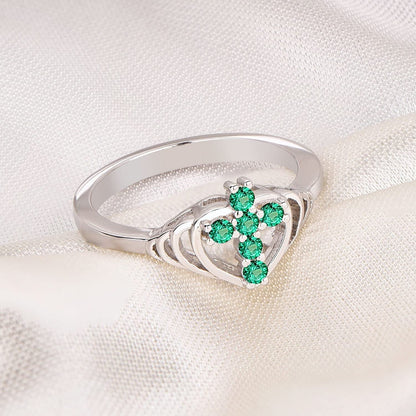 JO WISDOM 925 Sterling Silver Cubic Zirconia Heart Cross Ring