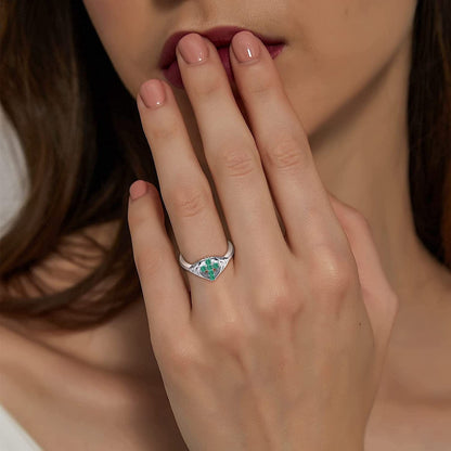 JO WISDOM 925 Sterling Silver Cubic Zirconia Heart Cross Ring