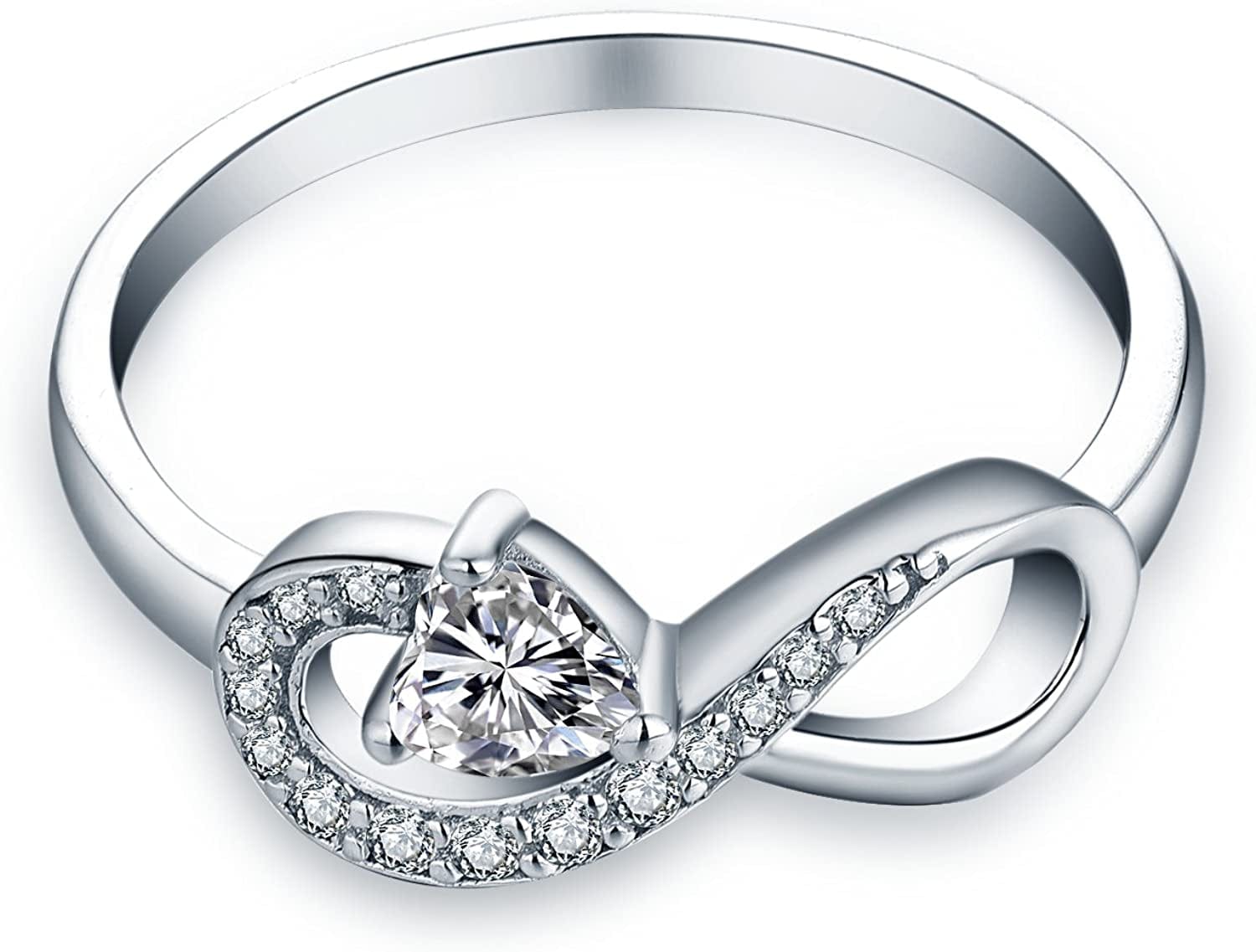 JO WISDOM Infinity Heart Promise Rings for Her Sterling Silver Friendship Ring