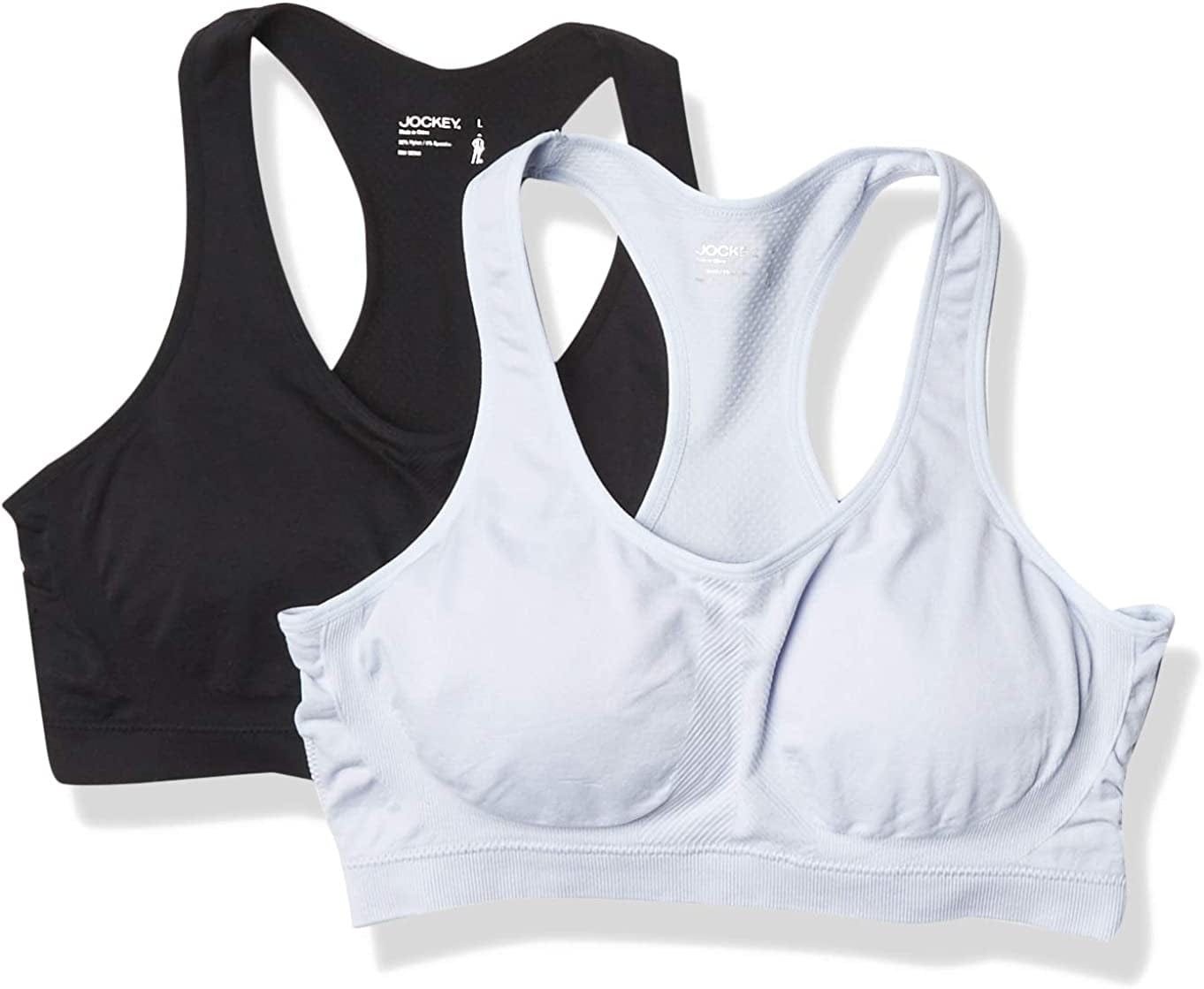 Jockey Women'S 2 Pack Removable Cup Seamless Bra Moonstone/Black / X-Large