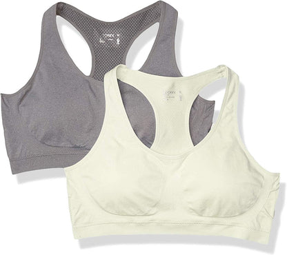 Jockey Women'S 2 Pack Removable Cup Seamless Bra Sea Foam/ Med Grey Melange / X-Large