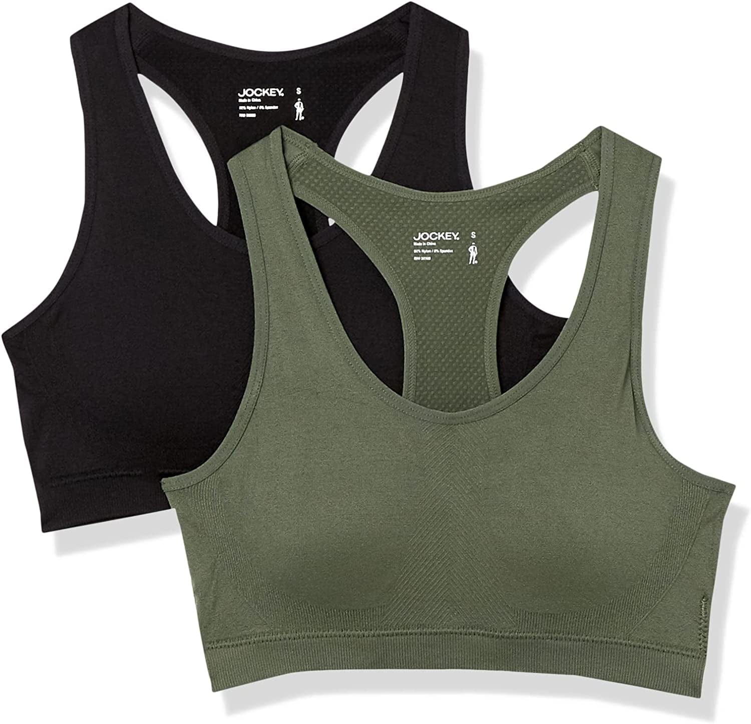 Jockey Women'S 2 Pack Removable Cup Seamless Bra Black/Thyme / X-Large