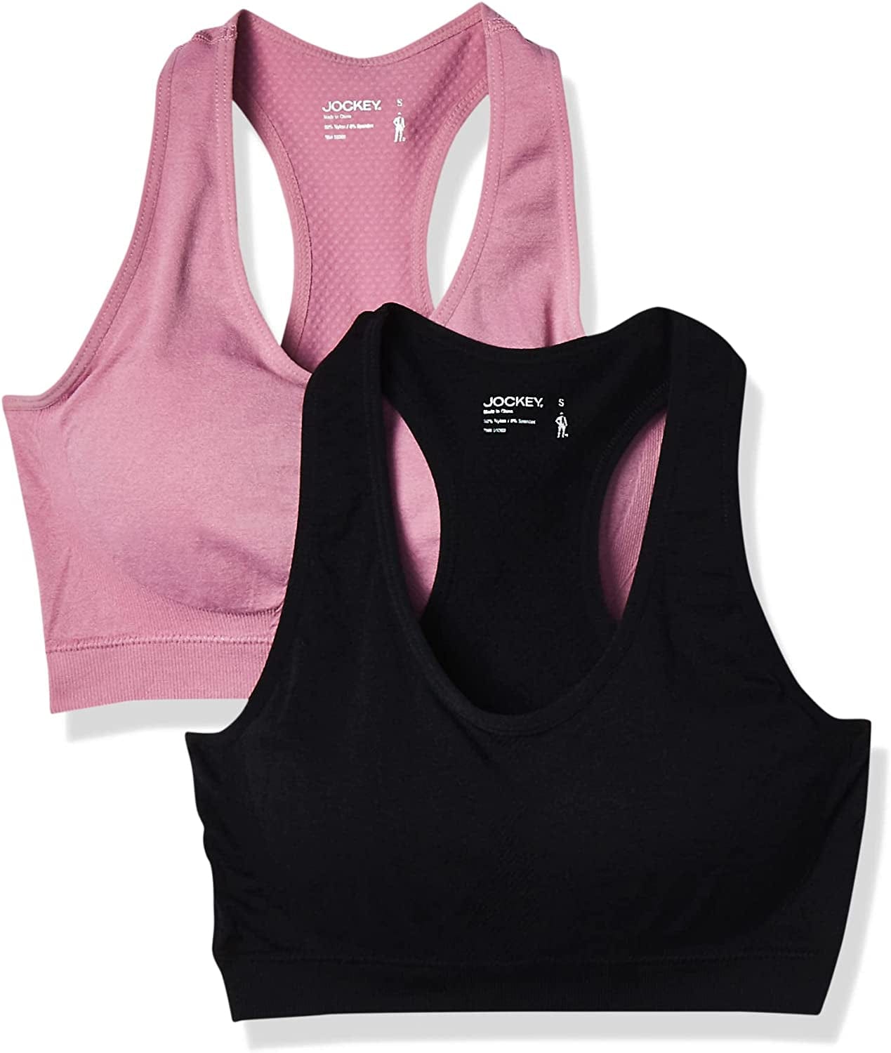 Jockey Women'S 2 Pack Removable Cup Seamless Bra Black/Hazy Orchid / X-Large