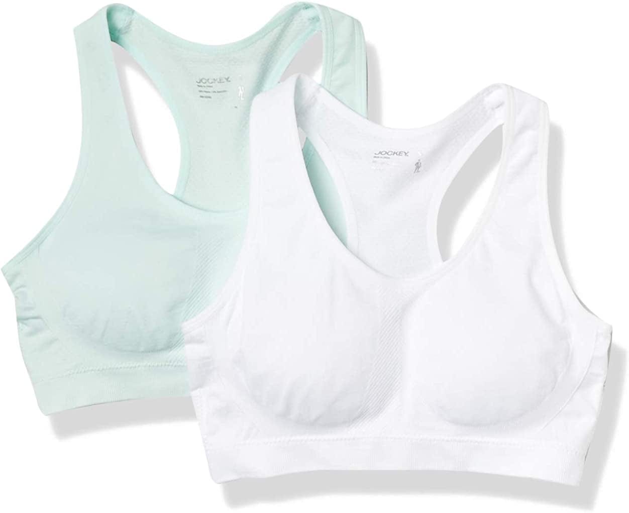 Jockey Women'S 2 Pack Removable Cup Seamless Bra Neo Mint/White / X-Large