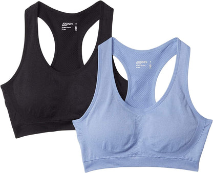 Jockey Women'S 2 Pack Removable Cup Seamless Bra Neptune/Black / X-Large