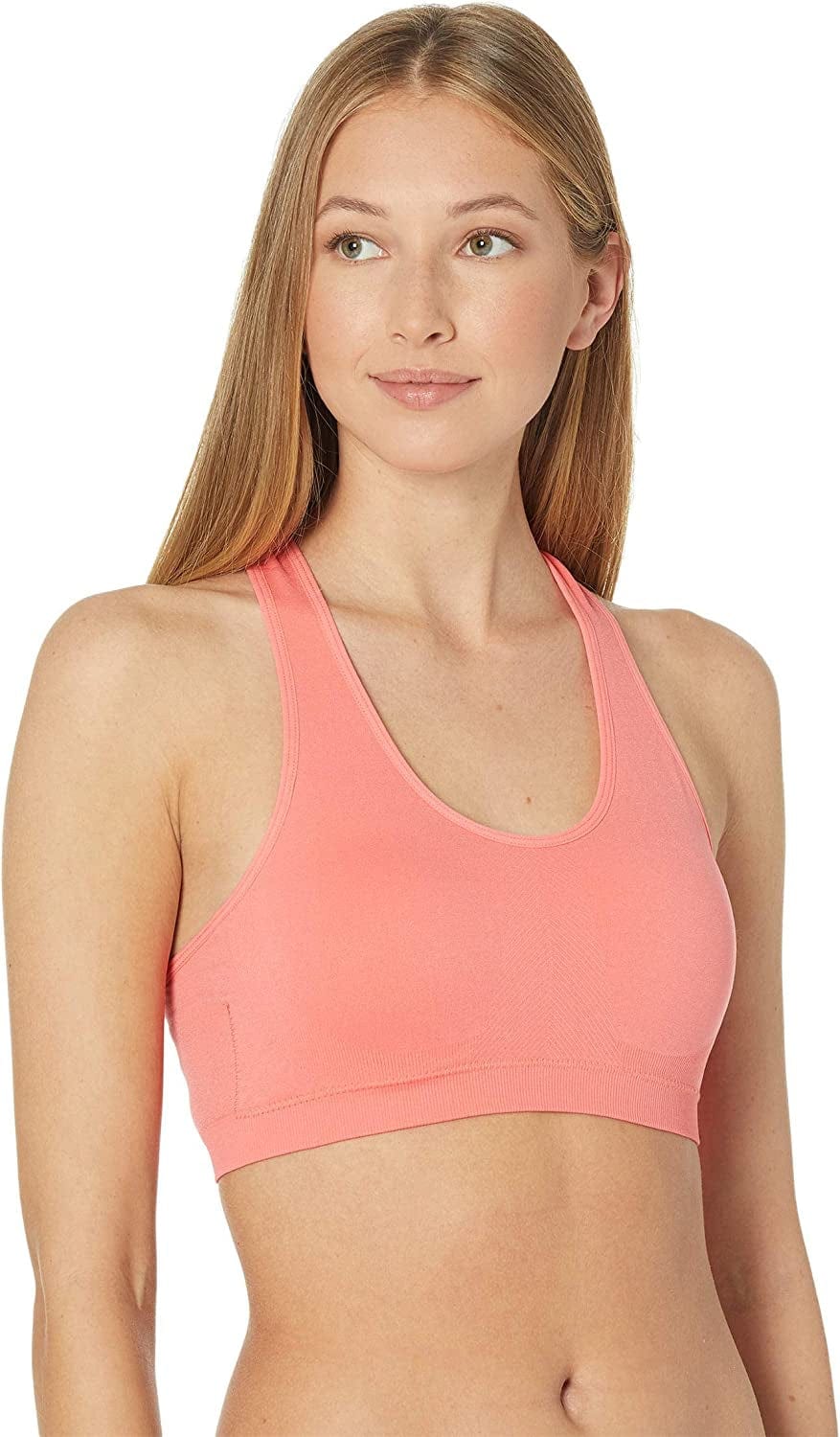 Jockey Women'S 2 Pack Removable Cup Seamless Bra Medium Grey/Sugar Coral / X-Large