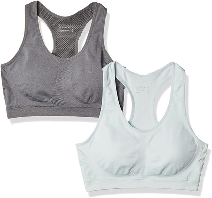 Jockey Women'S 2 Pack Removable Cup Seamless Bra Blue Sky/Grey Melange / X-Large