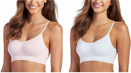 Jockey Women'S Bra Modern Micro Seamfree Cami Strap Bralette - 2 Pa White/Pink Shadow / Large