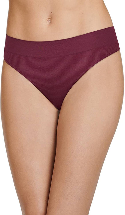 Jockey Women'S Underwear Ecoseamfree Rib Thong Black Currant / Medium