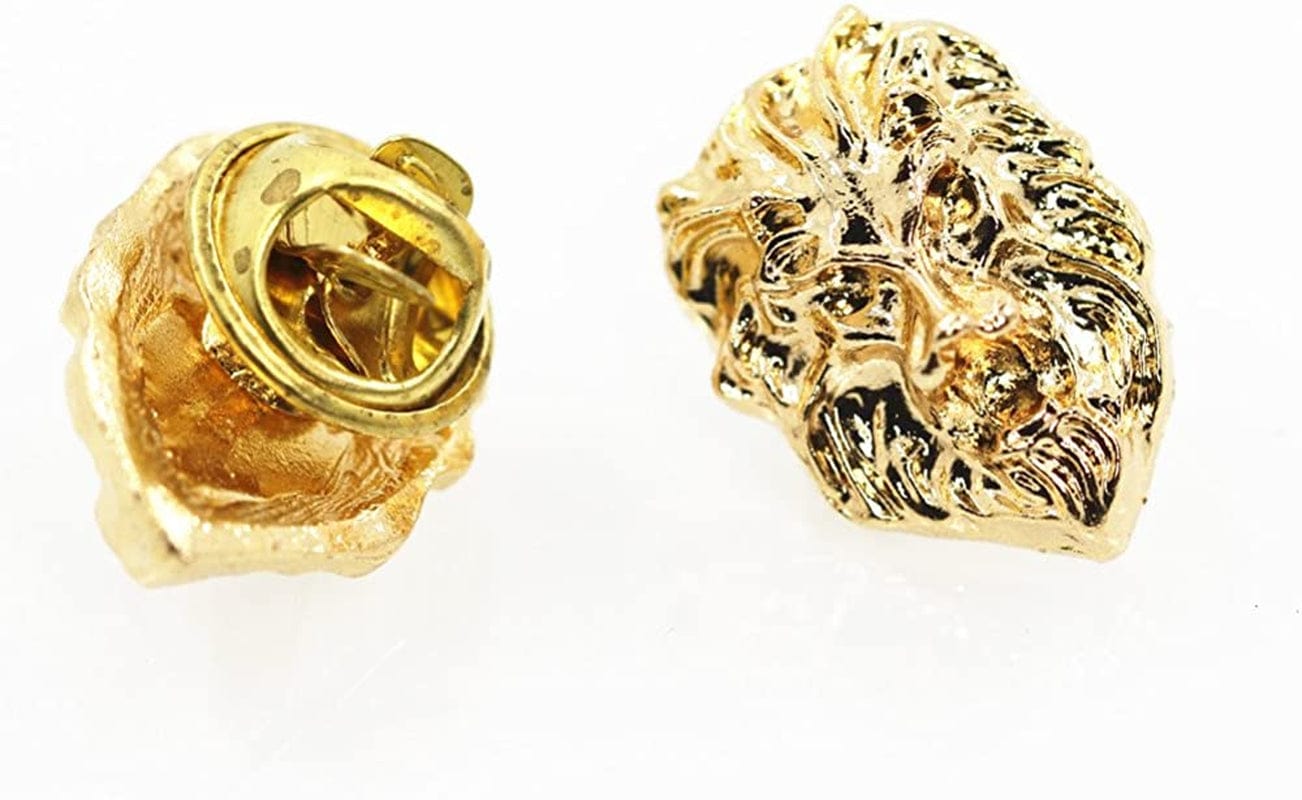 Jojo & Lin Gift for Men 18K Real Gold Plated Lion Head Casual Business Suit Shirt Collar Pin Brooch Tips Men Jewelry