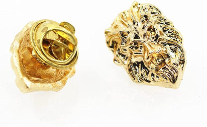 Jojo & Lin Gift for Men 18K Real Gold Plated Lion Head Casual Business Suit Shirt Collar Pin Brooch Tips Men Jewelry