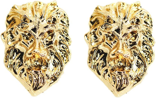 Jojo & Lin Gift for Men 18K Real Gold Plated Lion Head Casual Business Suit Shirt Collar Pin Brooch Tips Men Jewelry
