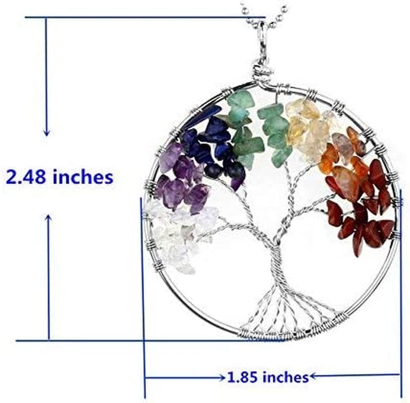 JOVIVI 7 Chakra Tree of Life Tumbled Gemstone Healing Crystals Necklace & Earrings & Chakra Bracelet Sets, Mothers Day Gifts