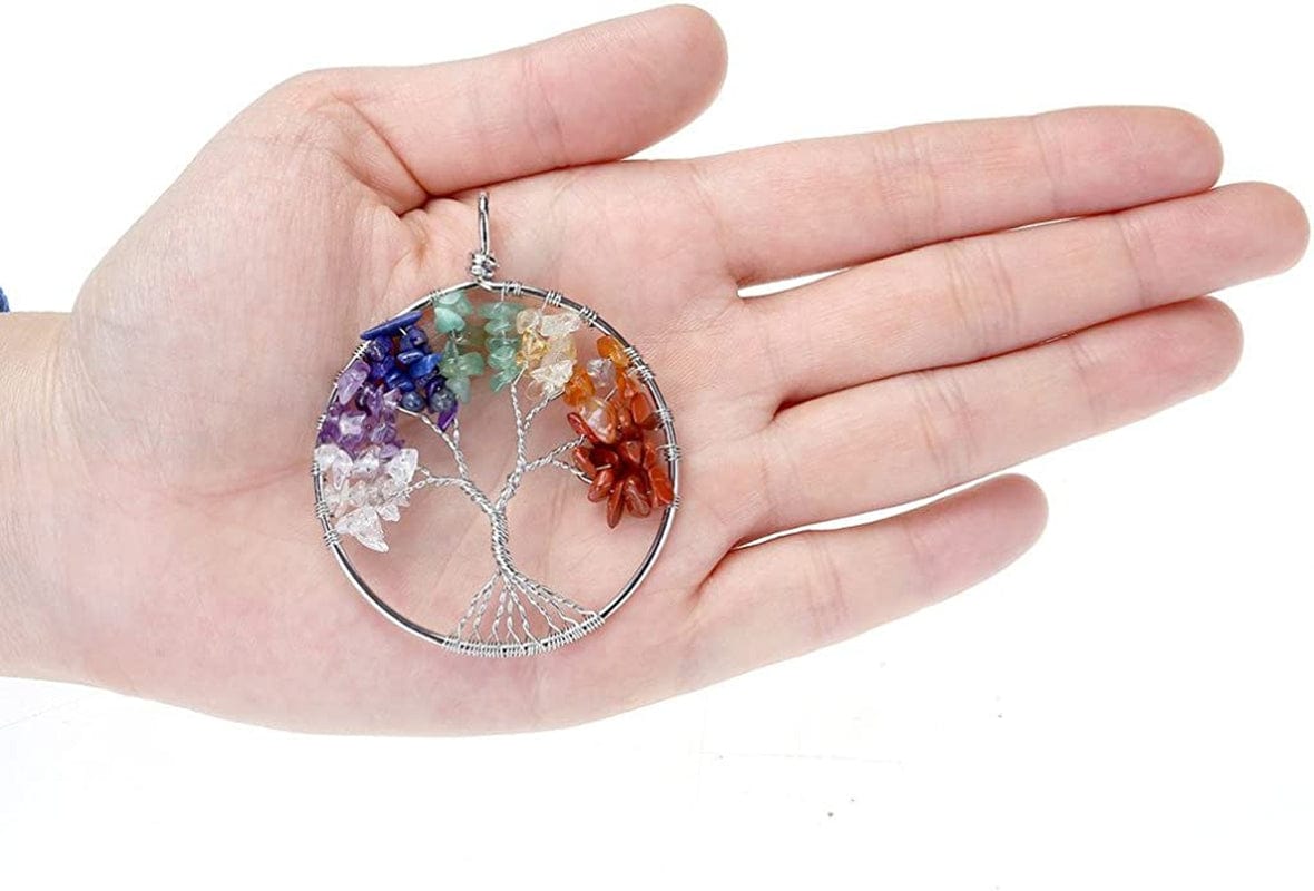 JOVIVI 7 Chakra Tree of Life Tumbled Gemstone Healing Crystals Necklace & Earrings & Chakra Bracelet Sets, Mothers Day Gifts