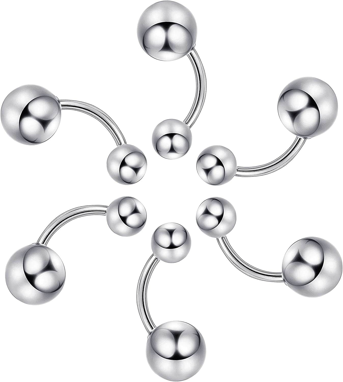 Jstyle 120Pcs Body Jewelry Piercing Lot Stainless Steel Nose Horseshoe Lip Tongue Eyebrow Tragus Body Piercing Navel Belly Ring Barbells 14G-16G Apparel & Accessories > Jewelry > Rings Jstyle   
