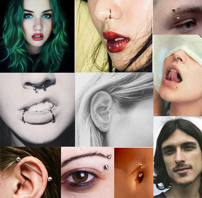 Jstyle 120Pcs Body Jewelry Piercing Lot Stainless Steel Nose Horseshoe Lip Tongue Eyebrow Tragus Body Piercing Navel Belly Ring Barbells 14G-16G Apparel & Accessories > Jewelry > Rings Jstyle   