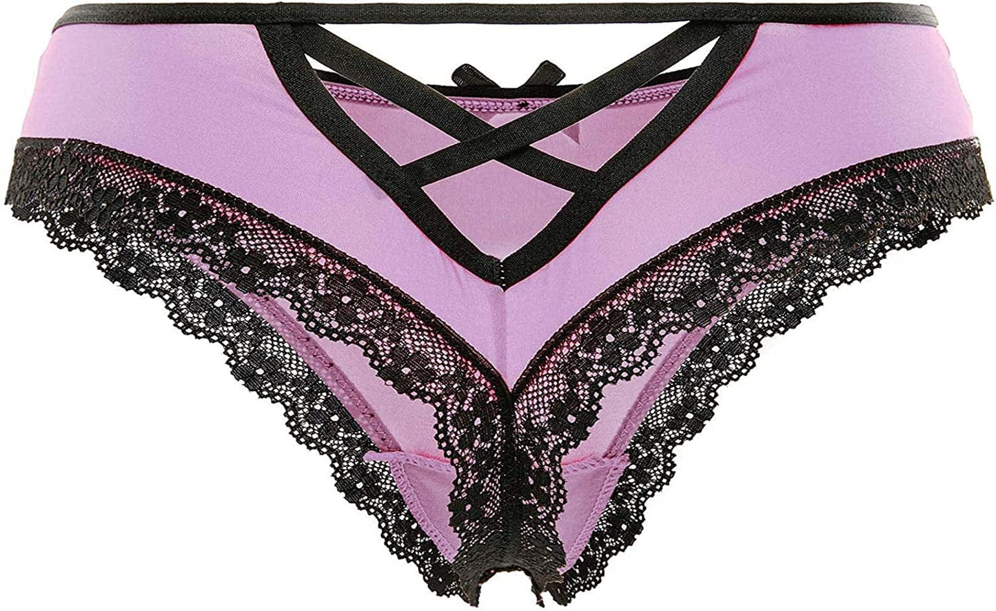 Justgoo Womens Lace G-String Thongs Panties Underwear Low Rise T-Back Underpants Pink / Small