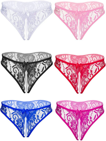 Justgoo Womens Sexy G-String Lace Thongs Panties Underwear Low Rise T-Back Underpants 4 / X-Large