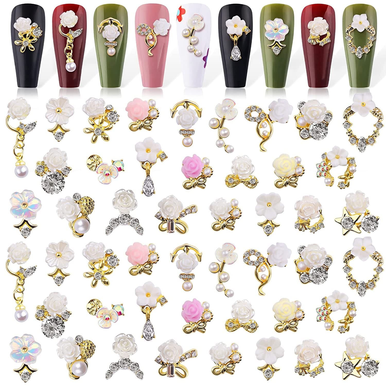 Kalolary Letter Dangle Nail Charm, 3D Piercing Alphabet Rhinestone Alloy Jewelry Hoops with Nail Piercing Tool Hand Drill for Birthday Nail Art Decoration Health & Beauty > Personal Care > Cosmetics > Cosmetic Tools > Nail Tools Kalolary Flower  