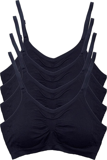 Kalon 4 Pack Women’S Nylon Spandex Removable Pads Comfort Cami Bras Wireless 4pk Black / XX-Large