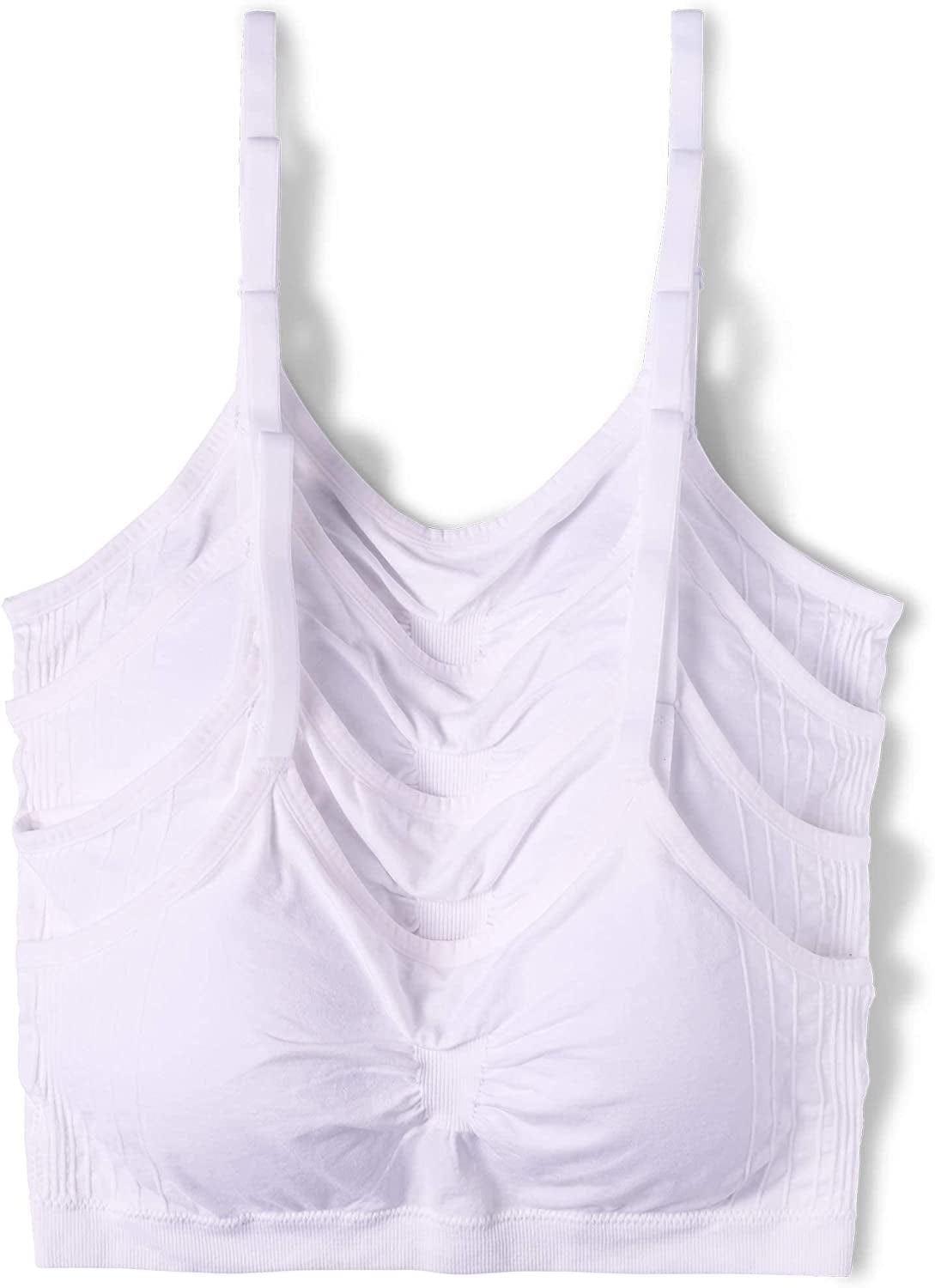 Kalon 4 Pack Women’S Nylon Spandex Removable Pads Comfort Cami Bras Wireless 4pk White / XX-Large